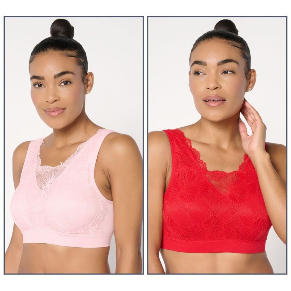 Breezies Women's Bra Sz XL Seamless Lace Cami Bras Multi-colored